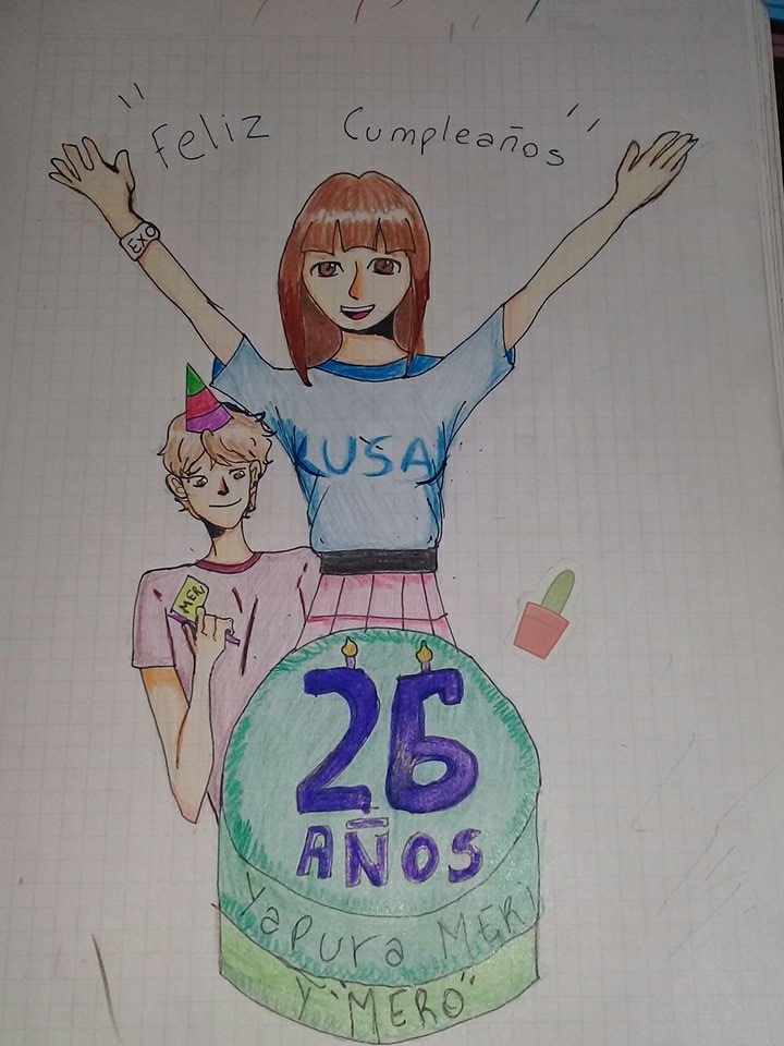 FavaRearte's tweet photo. @YapuraMelisa Feliz cumpleaños espero que en este hermoso día la pases bien aunque ya sé que es tarde ,quería dejarte un dibujito , yo hice la meri y mí amiga hizo al mero ya que también es su cumpleaños #HappyMeriDay https://t.co/fEkZCNMGfi