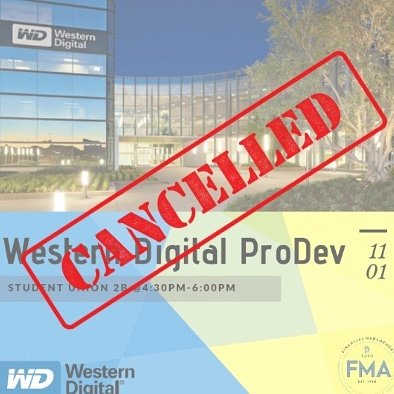 fmasjsu's tweet photo. ATTENTION:
Unfortunately our ProDev for today has been cancelled 😢 

We hope to see some of you at our NetApp tour tomorrow and the rest of you next week! Have a great weekend! 

#fma #fmasjsu #business #ProDev #cancelled #sad #ourheartsarebroken #wewillmissyou #seeyouatNetApp https://t.co/lJrdseKxT6