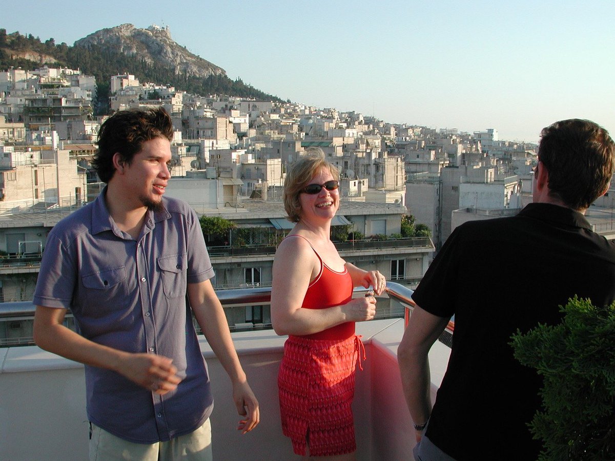 #TBT Thievery throwback photo from May 2001, with Rob, Pam Bricker and Eric in Greece.  Photo: Brian Liu / <a href="/toolboxdc/">Brian Liu</a> #ThrowbackThursday #ThieveryCorporation