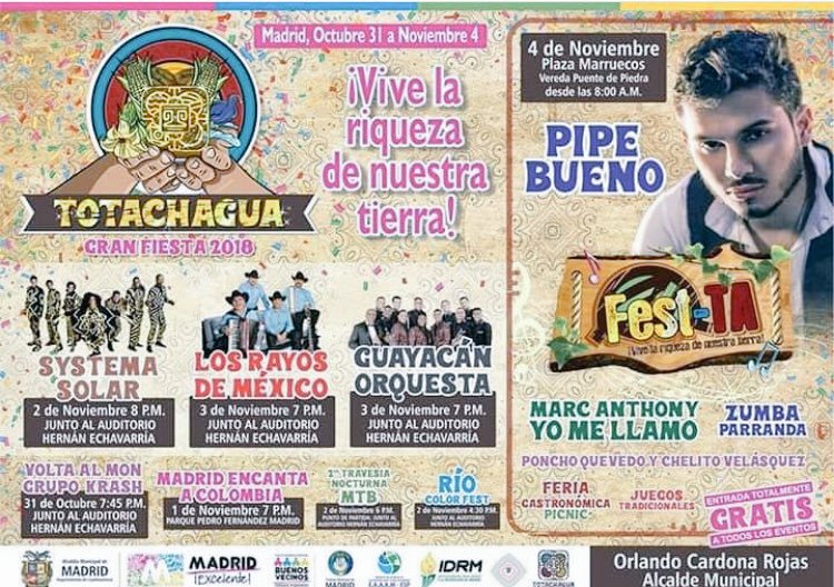 TestigoDirecto's tweet photo. Nuestros compañeros de @NoticiasRPTV están realizando cubrimiento especial al festival de #TOTACHAGUA2018. Ya lo saben, todos invitados a disfrutar de las muestras culturales, gastronómicas y musicales.  
Artistas: @rayosmexico @GuayacanOficial  @PipeBueno https://t.co/ZqDN5MOikf