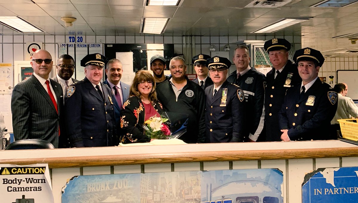 NYPDTransit's tweet photo. Pleasure seeing longtime District 20 Officer Pat Kerby off to retirement. An @NYCPBA delegate for many years, he’ll be sorely missed by the rank &amp; file. Best of luck! https://t.co/euMkuDVenw