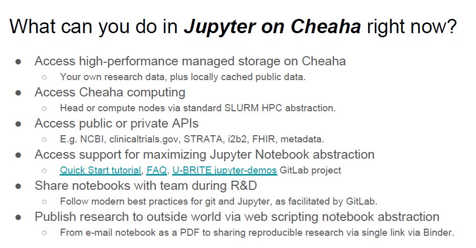 InformaticsUAB's tweet photo. Jelai Wang: What can @UABNews #UBRITE do RIGHT NOW?
1 High performance #storage for #bigdata!
2 Access to @UABIT #Cheaha #HPC #Supercomputer!
3 Access #APIs!
4 Access @ProjectJupyter support!
5 #TeamScience!
6 #DataSharing!
@cctsnetwork @WayneLiangMD https://t.co/i9VBga0CGn