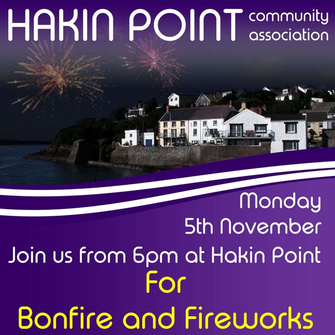 Join us for fireworks and a bonfire at Hakin Point! From 6pm on Monday the 5th of November. Enjoy the spectacle from the Kings Arms Beer Garden.  Refreshments are available. #fireworks #hakinpoint #bonfire