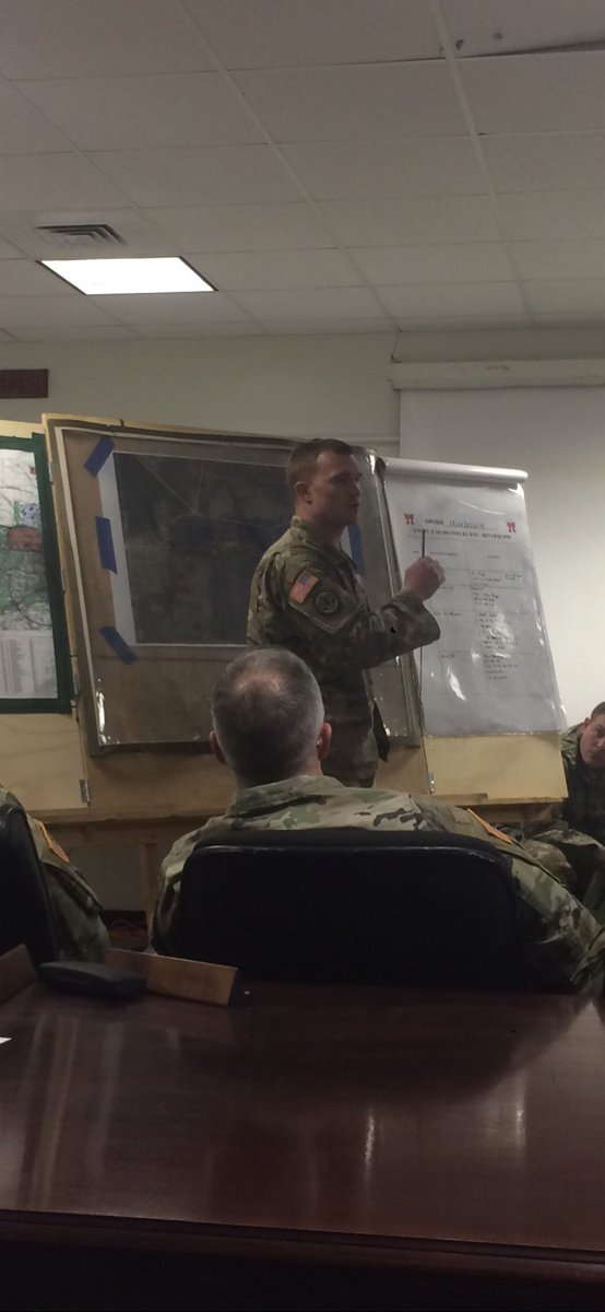 RealIronFires's tweet photo. CPT Blake briefing enemy IDF capabilities brief to 3-187 Company Commander during the OPERATION IRON RESOLVE Operation Order. #ThorsHammer #RedKnight #IronSharpensIron #TimeOnTarget #FFE #ClearedHot https://t.co/tDrhZYrOcv
