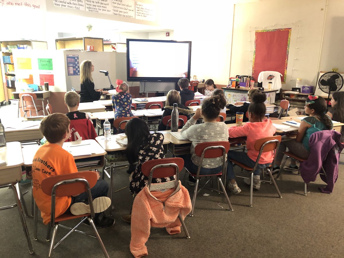 WES_Barbour's tweet photo. My students were hanging onto @fahaley’s every word. She was reading them the informational writing piece on Harry Potter that she crafted. Students have been writing their own informational pieces about topics they are experts on! 😊 #WhosGotItBetterThanWES #WendellLitHappens https://t.co/xwL1l2Q2j9