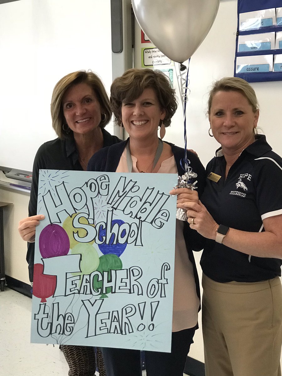 HopeMustangs's tweet image. Congratulations Mary Holloman! Hope Middle Teacher of the Year. #TOY #PCS_NC