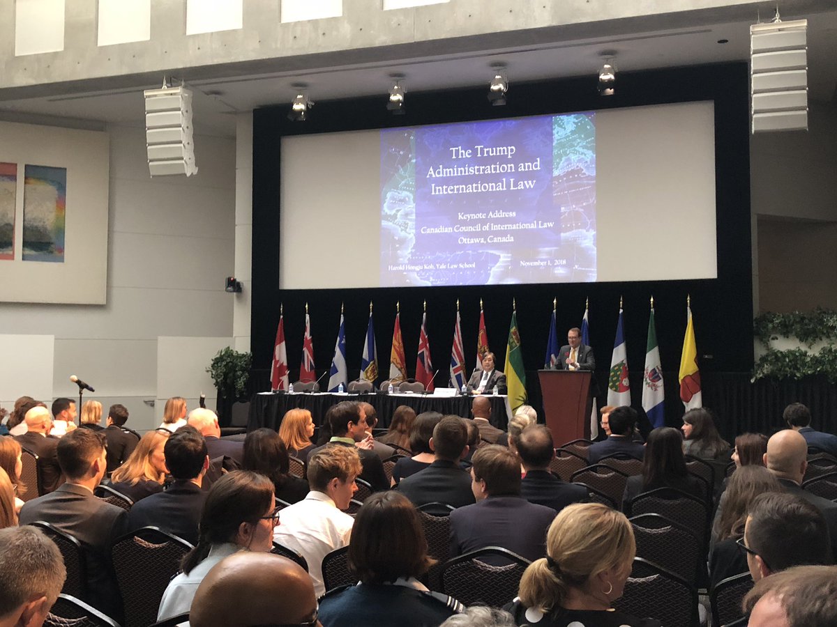 CCIL_CCDI's tweet photo. The keynote from Prof. Harold Hongju Koh is about to begin at #CCIL2018! @YaleLawSch @CanadaFP @OUPIntLaw https://t.co/AUedT65hqx