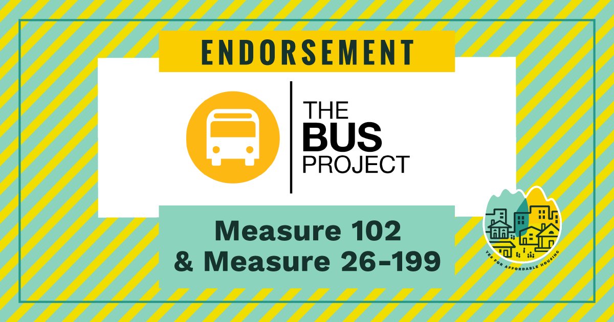 Thank you @BusProject for endorsing Measure 102 and Measure 26-199! #YesOn102 #YesOn26199 #HomesWeNeed