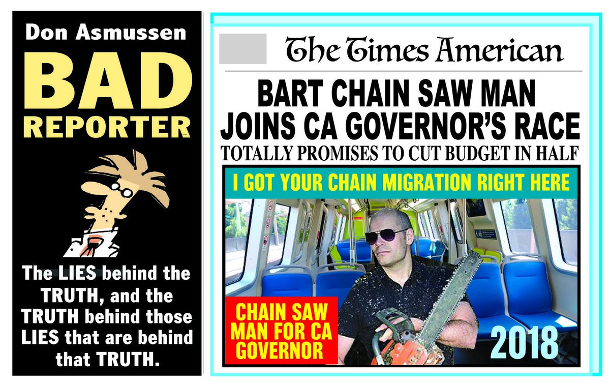 don_asmussen's tweet photo. BART CHAINSAW GUY FOR CA GOVERNOR at https://t.co/KuQg6fsktp
#BART
#BartChainSawGuy
#CAmidterms
#GavinNewsom
#Sanfrancisco https://t.co/g1Wk8LmLTx