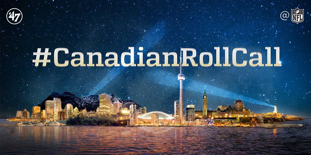 NFLCanada's tweet photo. #CanadianRollCall Time! ⏰🇨🇦 
 
Let us know where you'll be watching #GBvsNE from using #CanadianRollCall for your chance to win a $50 @47 gift card!🎁
 
#SNF | #LetYourYouOut
 
Shop: https://t.co/ubNNCUqhxN  
Rules: https://t.co/iLiot3P9l1 https://t.co/5Rgk0bTMGB
