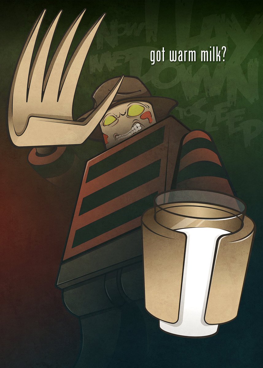 TCKstudios's tweet photo. Forgot to post this for Halloween. Drink up your warm milk at bedtime and say hello to Lego Freddy in your nightmares! #LEGO #NightmareOnElmStreet #illustration #vectorart https://t.co/73AHayzRhO