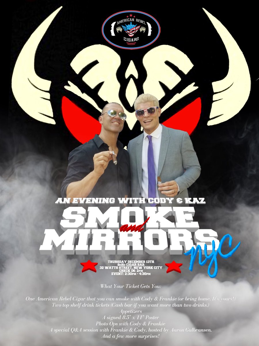 Cody Rhodes on Twitter "Thursday December 13th NYC American Rebel Cigars Photo Op, free