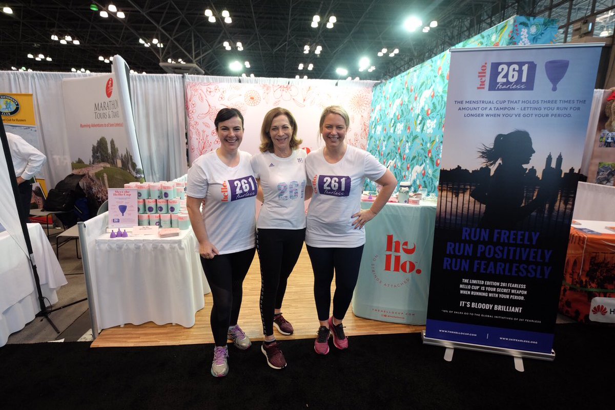 KVSwitzer's tweet photo. So fun to be at #TheHelloCup booth at the @nycmarathon Expo today! I’ll be back at the Expo on Saturday 9-11am.  

There is a @261Fearless limited edition which is on sale at the TCS New York City Marathon Expo and online at https://t.co/YCsrUbvJTr.
#61Fearless https://t.co/sBO0fUH0Uf