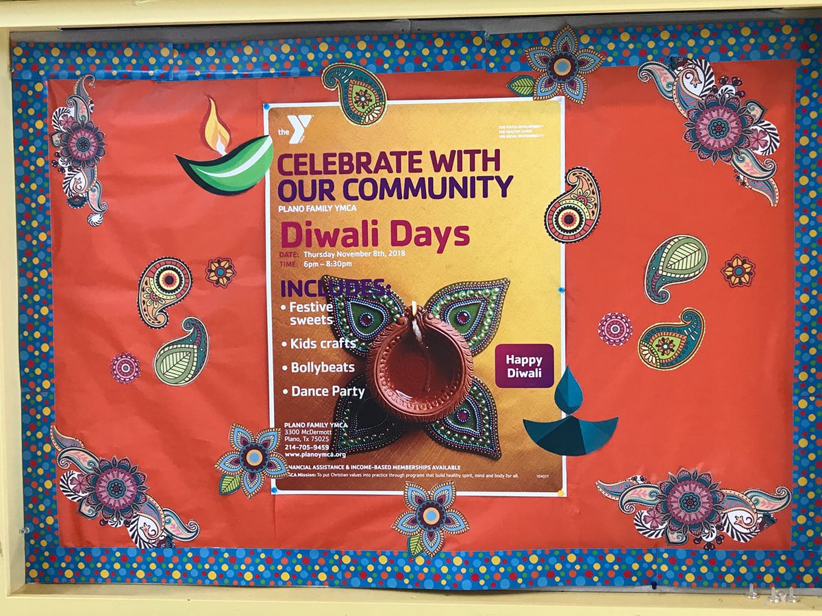 Plano Family YMCA (@plano_ymca) on Twitter photo Join us November 8th for Diwali Days at the Plano Family YMCA.
Diwali is the Hindu festival of lights and is celebrated every autumn. We will have some festive sweets, crafts for the kiddos, a dance party and more.
This event is open to members, their families and friends. Join us November 8th for Diwali Days at the Plano Family YMCA.
Diwali is the Hindu festival of lights and is celebrated every autumn. We will have some festive sweets, crafts for the kiddos, a dance party and more.
This event is open to members, their families and friends.