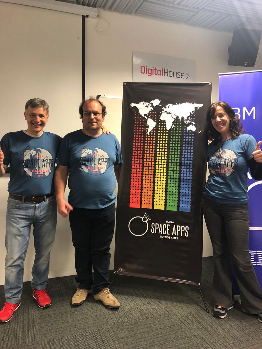 SpaceAppsBA's tweet photo. ¡Equipo de #Oro que hizo posible la realización de las 3 ediciones de #SpaceAppsBA 2016/7/8 sin los cuales esto no sería posible! ¡Gracias @carobrunatti Javier Sabas Francario, @PaoFarinella @TatianaGroh @xtianjkb #spaceapps @invapargentina @_digitalhouse @IBMArgentina https://t.co/fjagqYdplZ