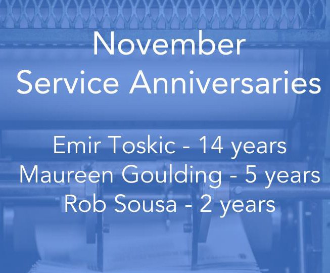 Congrats to our employees celebrating service anniversaries this month. We're lucky to have Emir, Maureen and Rob on our team. 👍🏆#employeerecognition #serviceanniversaries #employeeappreciation #bostonprinter