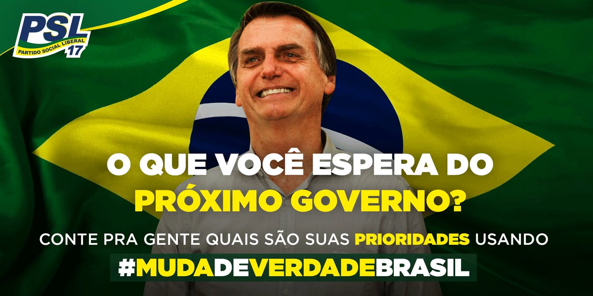 O que você espera do governo de Jair Bolsonaro? Compartilhe sua opinião com a gente nos comentários ou usando a hashtag #MudaDeVerdadeBrasil. Vamos, juntos, transformar nossa Nação! 🇧🇷 #BolsonaroPresidente