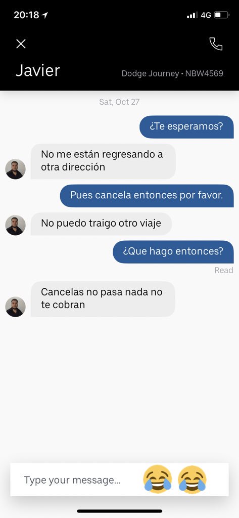 Giliux's tweet photo. Acompáñenme a ver esta triste historia del #UberTramposo que acepta el viaje y espera a que lo canceles.
No lo hagas porque @Uber_MEX no te hará la devolución. Llama a @Cabify_Mexico @lyft o cualquier otro.
#UberCheat https://t.co/f3oTIYptbO