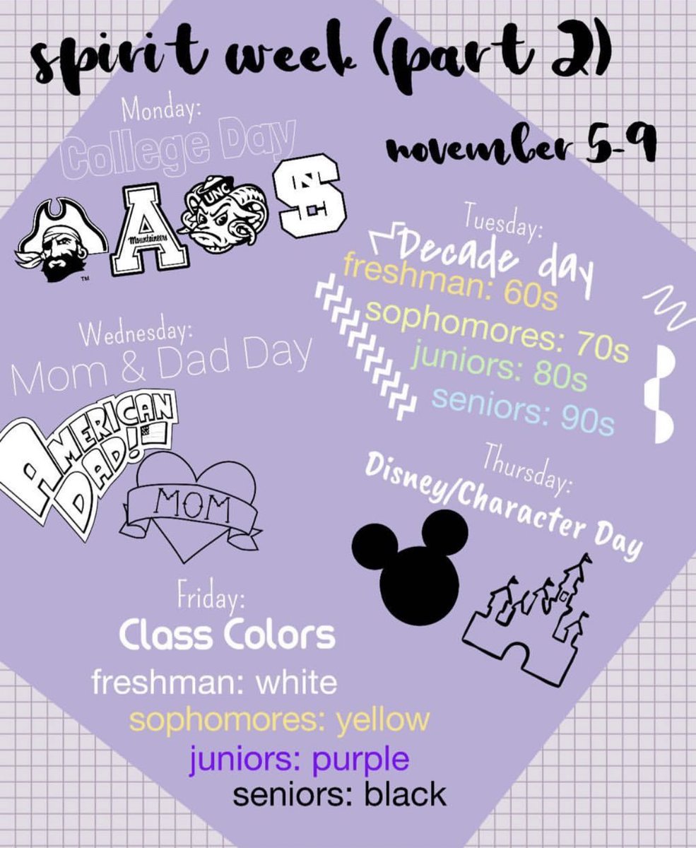 SPIRIT WEEK 2.0! November 5th-9th (next week!!!) 💜💛🐦