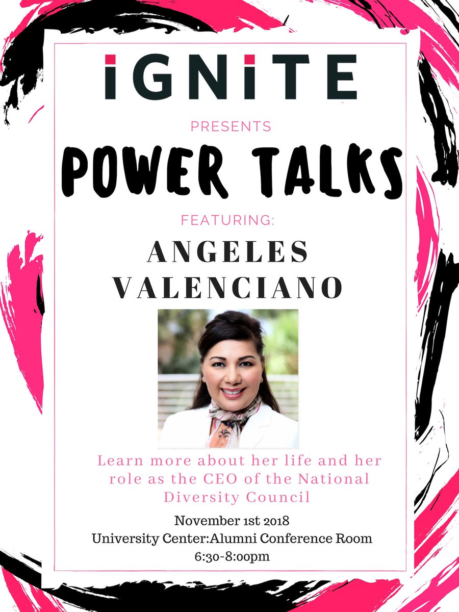 IGNITEatStMU's tweet image. The wait is officially over! We are so happy to announce our first Power Talk presenter will be Angeles Valenciano!!!  She is an incredible Latina who promotes diversity &amp;amp; inclusion through her CEO position at the National Diversity Council!