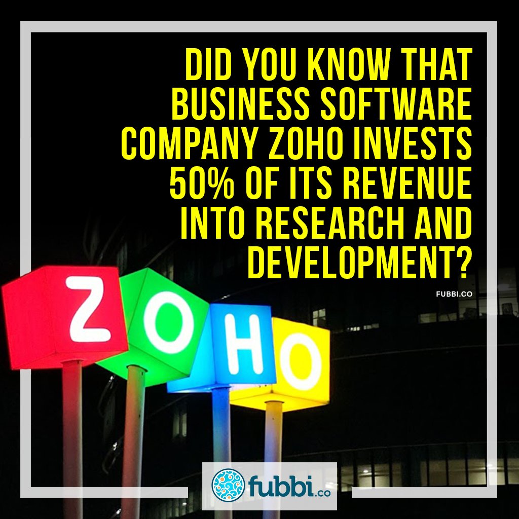 SophyMavridis's tweet photo. Did you know that business software company Zoho invests 50% of its revenue into research and development? Want to know more? Go to => https://t.co/BgiWsEynLK #billiondollarbusiness #zohocorp #SaaSpowerhouse #clouddominance #reverseengineered #cloudcomputing #fubbico https://t.co/9W58c1H5L0
