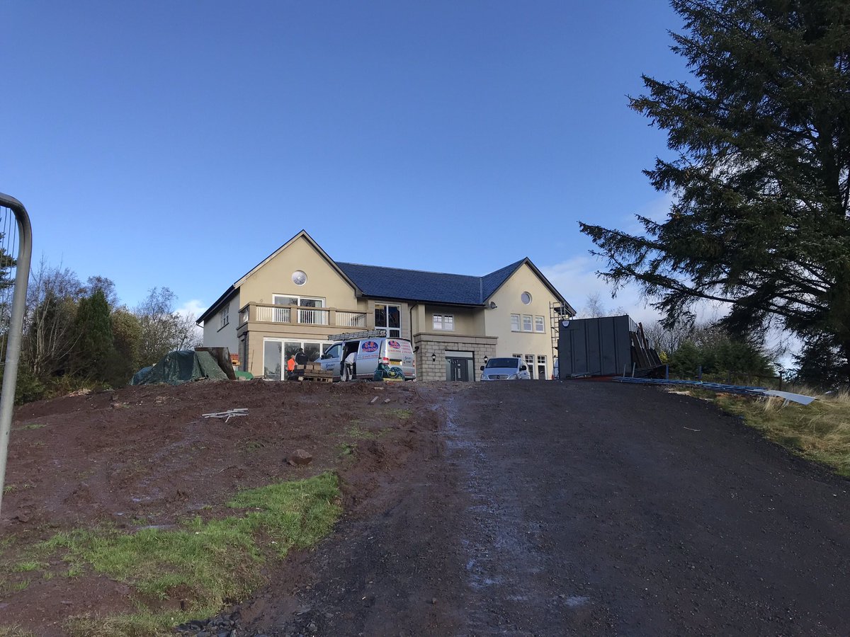 spatialgardner's tweet image. New build house in Kilmacolm nearing completion. Taking advantage of some blue sky between the showers