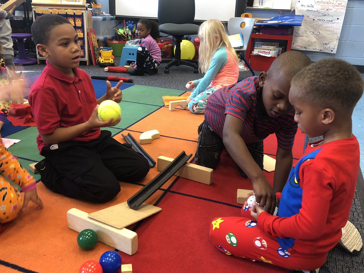 Kindergarteners exploring force and motion. #roosevelt2020 #wb2020