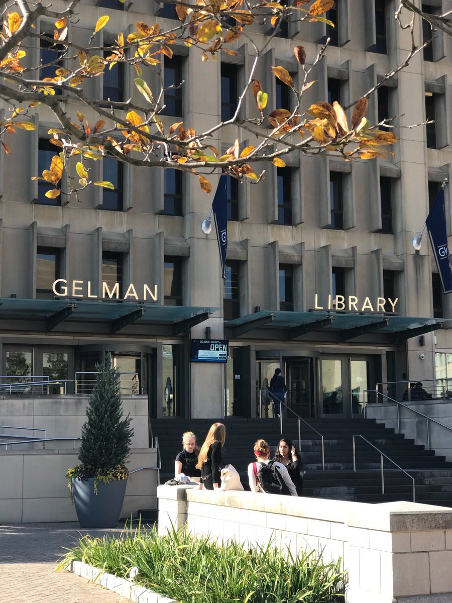 Fall foliage in front of Gelman Library