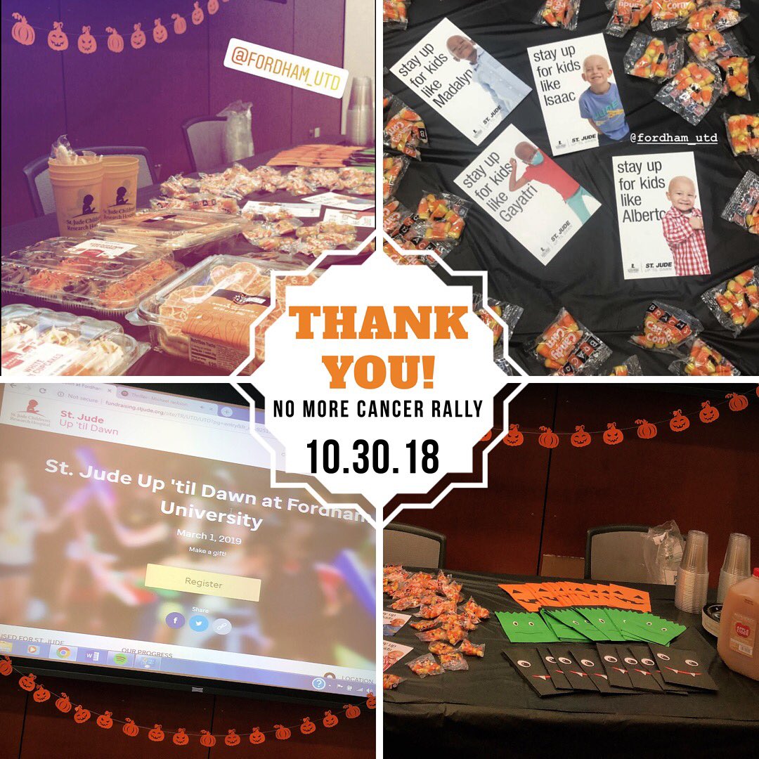 UTDFordham's tweet image. Thank you to everyone who stopped by our No More Cancer Rally. Visit the link in bio to register and/or start your fundraising efforts!! 🍂🎃 #StJude #UpTilDawn #Fordham #NoMoreCancerRally