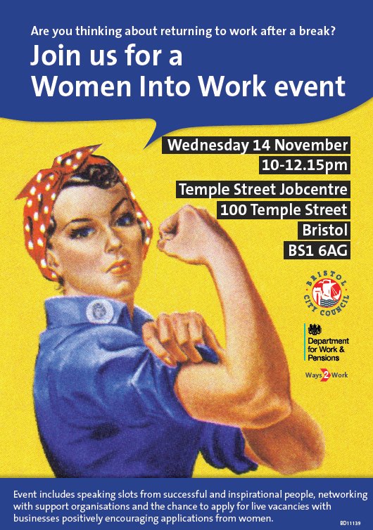 JCPinBRS_Bath's tweet image. NOT TO BE MISSED! Wednesday 14 November 10:00am - 12:15pm. Ladies unlock your potential! Whether you apply for live vacancies or just explore what's available be sure to drop in. @Ways_2_Work @BristolCouncil #Bristol #BristolJobs