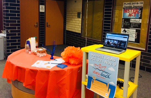 klammcoach's tweet photo. Thanks to all the PLHS staff who stopped by the Idea Dock display today to chat about their ideas.  @schuttinger @DrBezek @DrTStaloch  #ideadock #1sd719 #plsas https://t.co/KA9ugMUS17