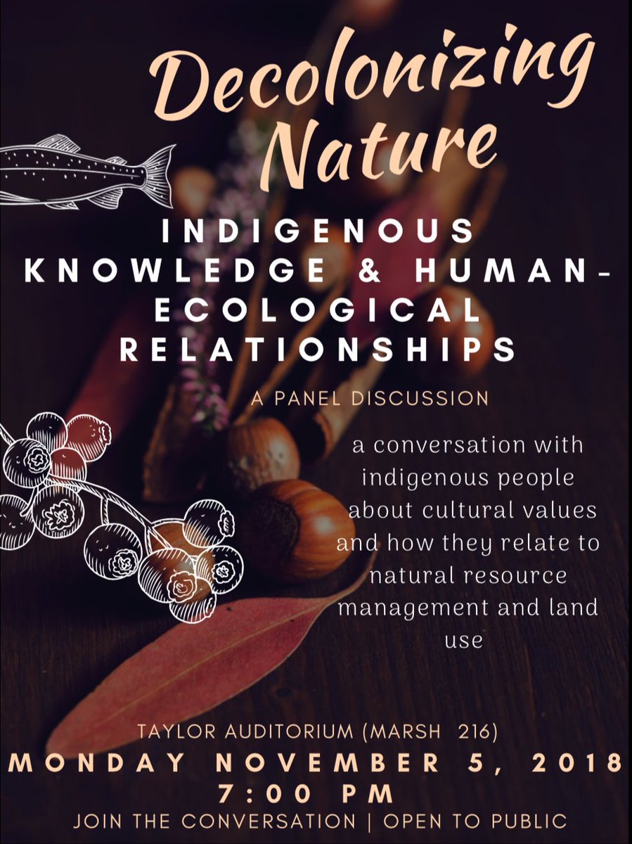 earthcolored's tweet image. #pacificuanthro #decolonize #pacificuniversity #ForestGroveOR Pacific students and community members, you are invited to attend in this panel discussion.🍂🦋🌲Find out how indigenous peoples incorporate sustainability into farming, fishing, and living! Monday 11/5 at 7pm. Peace.