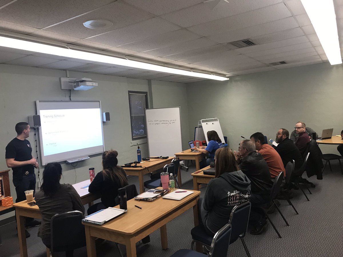 DCTechCenter's tweet image. Day 1 PD: DCTC teachers participated in active shooter training with SRO Deputy Chad Garner and then learned about suicide prevention strategies. #learn #professionaldevelopment
