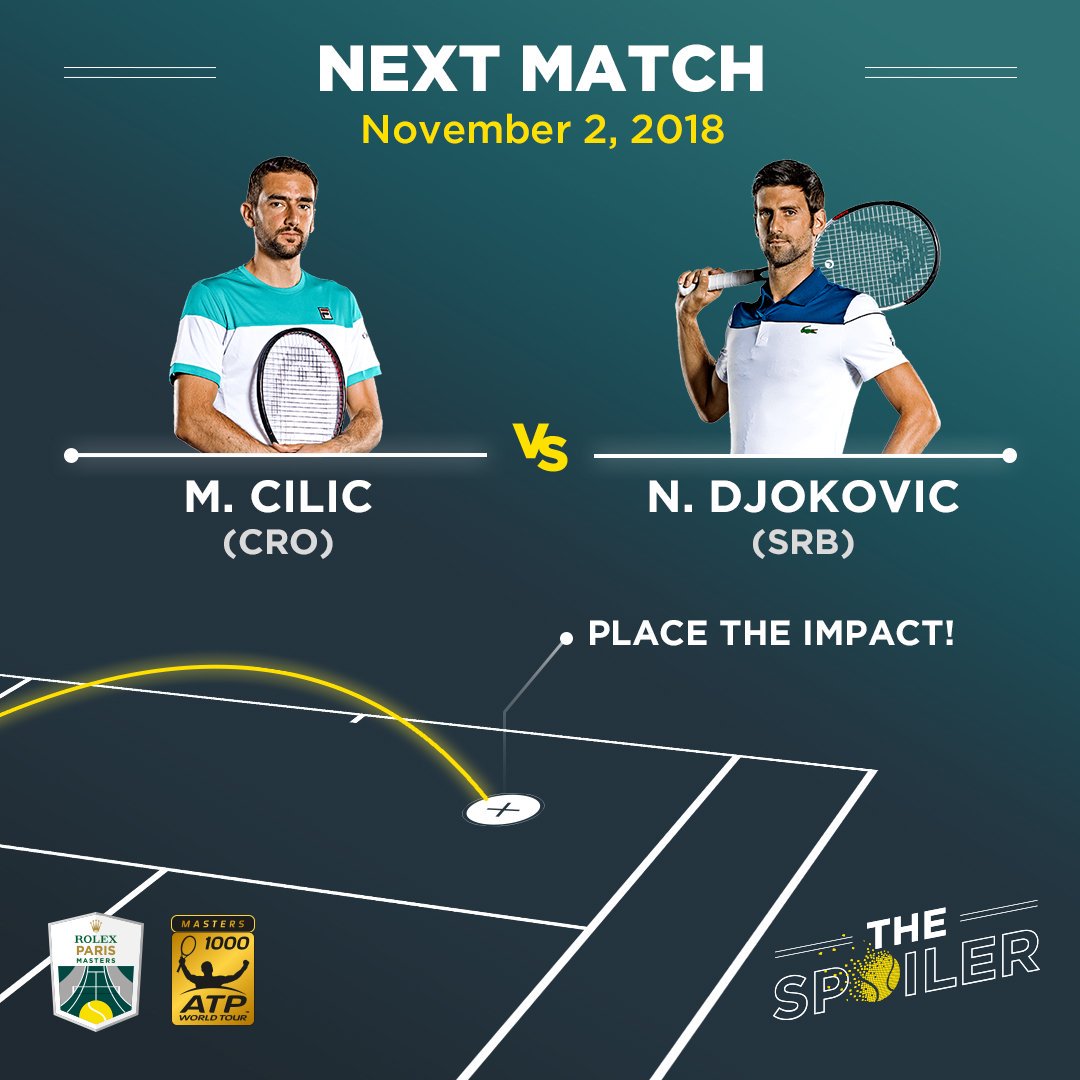 Amanhã nas quartas do #Masters1000Paris #NovakDjokovic x #MarinCilic na quadra rápida #BercyParis o sérvio quer continuar sua sequência de vitórias que pode chegar a 21 seguidas quanto o croata quer confirmar passagem ao #ATPFinals #ATPMasters1000 #RolexParisMasters #ATPWORLDTOUR