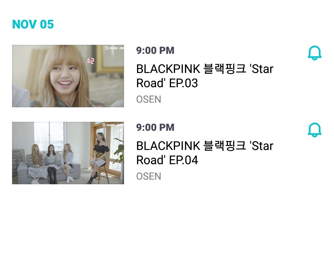 _blackpinkMY's tweet photo. [INFO] 
BLACKPINK ‘Star Road’ episode 3 &amp; 4 will be airing on Nov 5th at 9pm KST! 

Ep 3 : https://t.co/Ta5k7WWnWw 
Ep 4 : https://t.co/zquVuhldVs 

#블랙핑크 #BLACKPINK #지수 #JISOO #제니 #JENNIE #로제 #ROSÉ #리사 #LISA
#BLACKPINKINMY
#BLACKPINKMALAYSIA
#BLINKSMALAYSIA https://t.co/SY2hiLyE3s