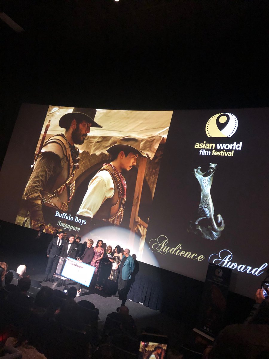 asianworldff's tweet photo. A huge congrats to #awff2018 Audience Award winner: BUFFALO BOYS from Singapore! Actor in the film @yoshi_sudarso was here tonight to accept the award 👏🏼 💯 #buffaloboys https://t.co/IVTShjgxWm