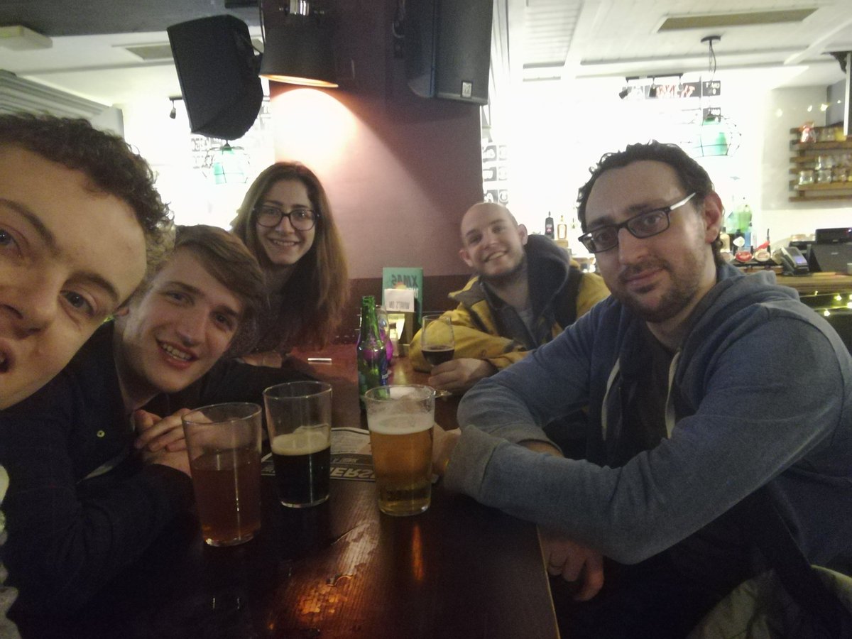 GroupWebster's tweet photo. First Group Social of the year! Unfortunately we only remembered to take a photo after Ruth and our Master's Students (Dave, Steve and Alex) had left the pub... #lastmenandwomanstanding #groupsocial #workhardplayhard https://t.co/64I8tmOAv0