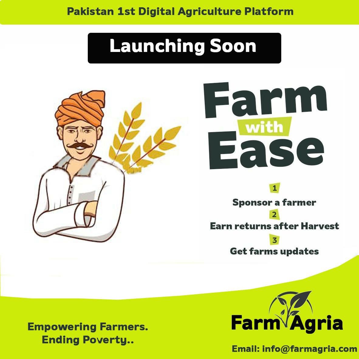 Pakistan’s 1st Digital Agriculture Platform. #EmpoweringFarmers, #PromisingROI and #FreeInsurance to protect your initial Capital. #FarmWithEase.