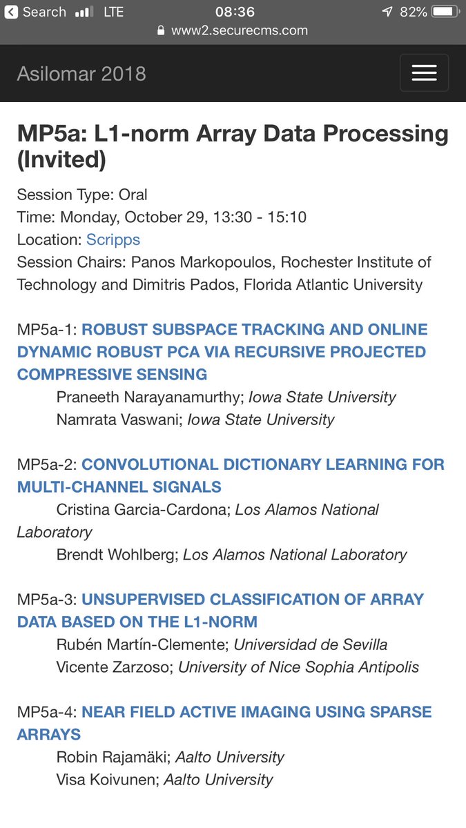 panos_markopo's tweet photo. I co-organized and chaired the invited session on L1-norm-based data processing at @Asilomar_SSC 2018. Great opportunity to meet with friends &amp; colleagues and see exciting research on #signalprocessing #optimization #machinelearning #dataanalysis https://t.co/EySXz0hot7