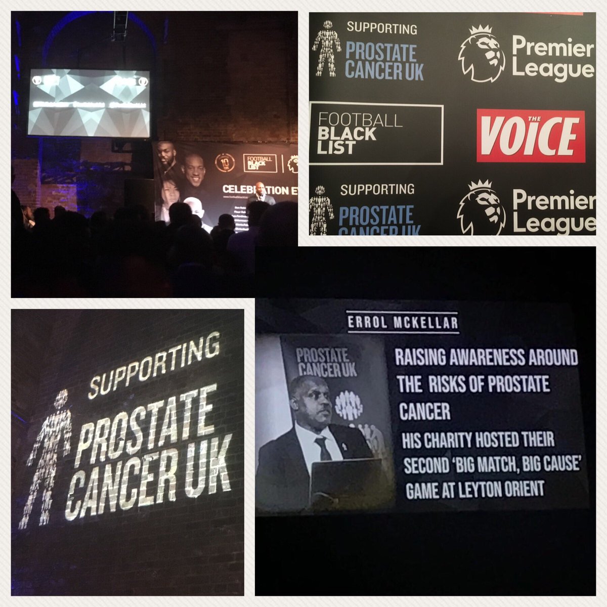 Huge thanks to @FootieBlackList for allowing @ProstateUK to salute tonight’s excellent #FBLCelebration. A night to recognise the class of 2018’s inspirational achievers, with plenty of conversations & crucial risk awareness raised.
