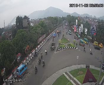 06.55 WIB Pantauan CCTV Bunderan Leuwi Gajah arulin Terpantau Lancar