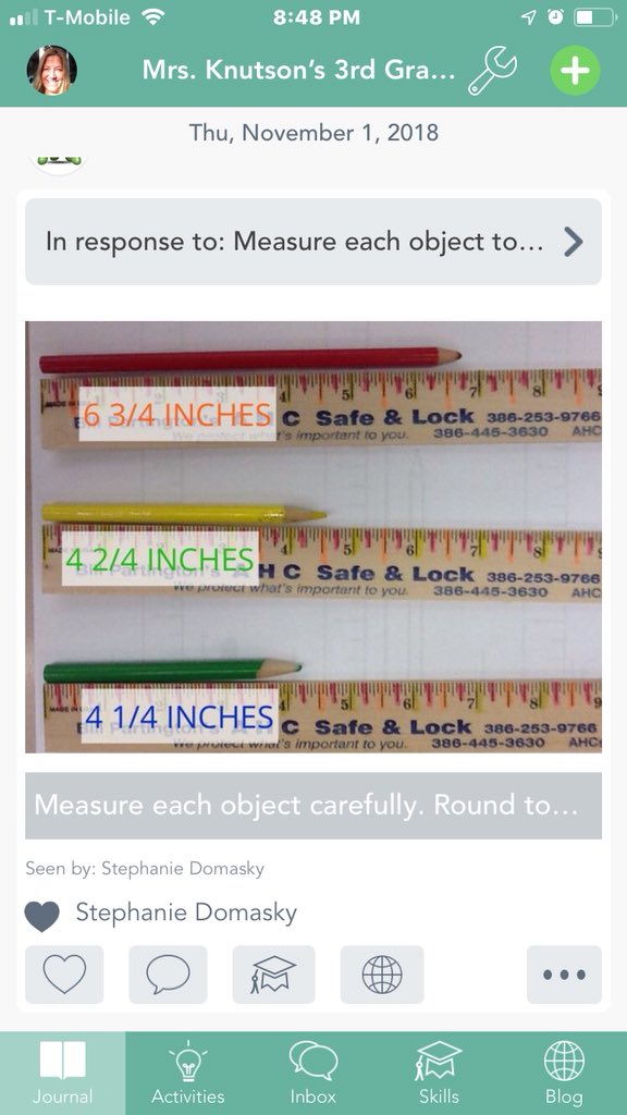 fknutson12's tweet image. @Seesaw loving our virtual measuring activities. Tomorrow Ss make their own! #inches #learningbycreating