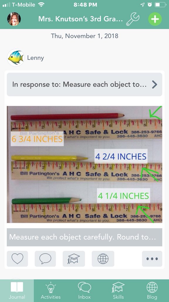 fknutson12's tweet image. @Seesaw loving our virtual measuring activities. Tomorrow Ss make their own! #inches #learningbycreating