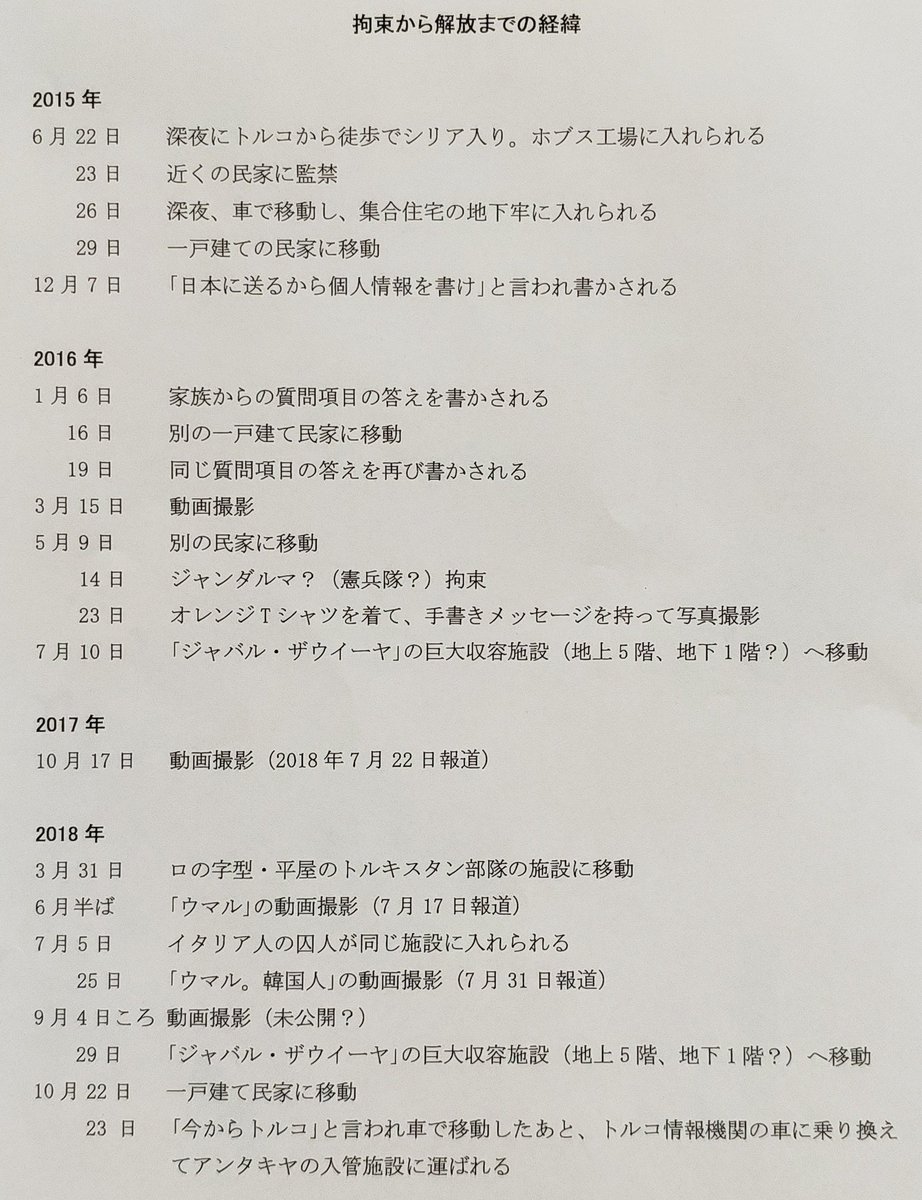 ニコニコニュース 安田純平氏 拘束から開放までの経緯明らかに Live T Co Xjfkh1bdon 本日11時からのジャーナリスト安田純平氏の帰国後はじめての会見にて シリアでの拘束と開放までの経緯が御本人の口から語られると思われます 会見で配布 ニコニコニュース 安田純平氏 拘束から開放までの経緯明らかに Live T Co Xjfkh1bdon 本日11時からのジャーナリスト安田純平氏の帰国後はじめての会見にて シリアでの拘束と開放までの経緯が御本人の口から語られると思われます 会見で配布