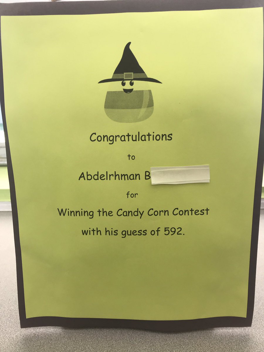 wadley_stori's tweet image. Congratulations to Abdelrhman B. for winning the GMS Library Candy Corn Guessing Contest!🎃#gmslibrary #Halloweeninthelibrary @GreenfieldCVUSD @CajonValleyUSD