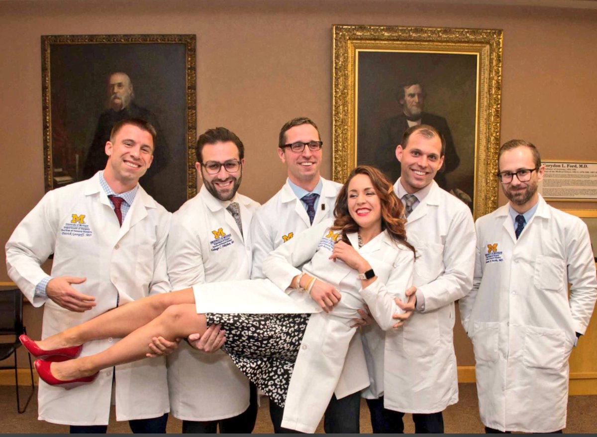 UMichSurgery's tweet photo. Time flies when your having fun. Our 2018-2019 Chief Class! Nearly 7 years of training and still loving the journey to become #MichiganSurgeons! https://t.co/wWnCs4EGQg