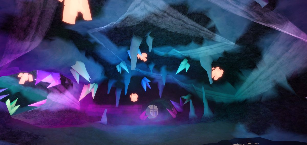 Erythia On Twitter I Ve Been Working Hard On Arenax S Caves Today Here S The Crystal Cave That I Got Done Today Some Of The Caves Have Teleport Locations That Lead To Super Secret - roblox crystal cave