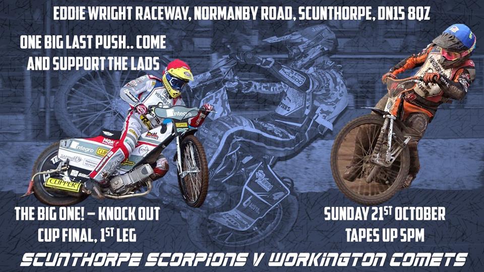 SpeedwayScunny's tweet photo. RACEDAY! All roads lead to the Eddie Wright Raceway TODAY as we stage our BIGGEST MEETING FOR SIX YEARS! It's the CUP FINAL! Henderson Insurance Scunthorpe Scorpions v Workington Comets. The action starts at 5pm - DON'T MISS IT! #CupFinal #BigMeeting #ChasingSilverware https://t.co/7EhVVJGaFc