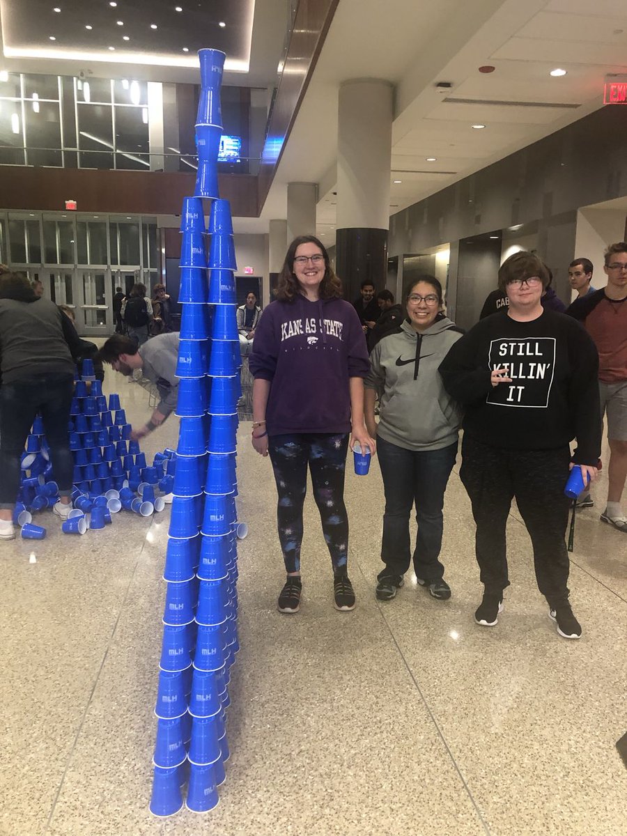 MLHacks's tweet image. @hackkstate cup stacking champions! #hackkstate