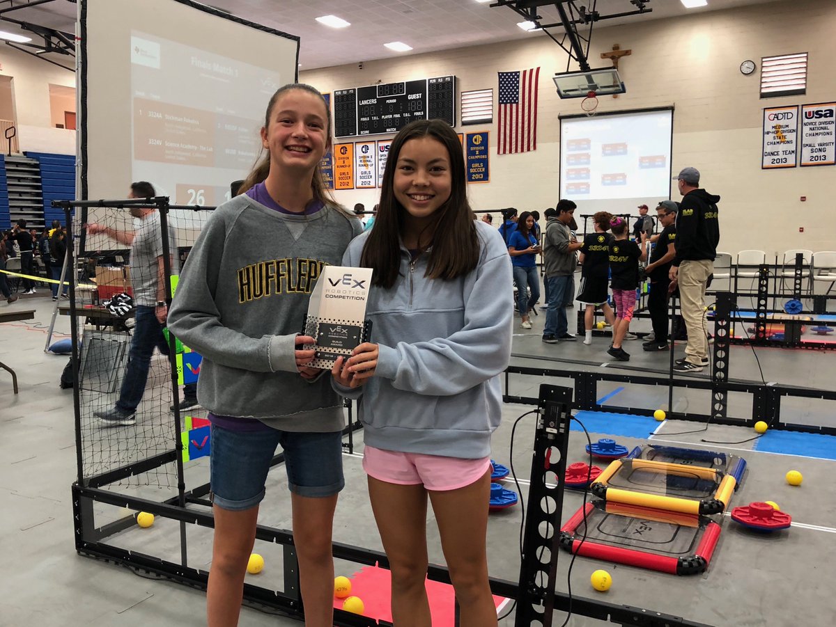 k_debest's tweet photo. Spending another Saturday at a VEX Robotics Competition was worth it when the girls team ended the day in 4th place! They also received the Build Award for a "well-crafted and constructed robot that efficiently uses mechanical and electrical components." @PegasusSchool https://t.co/NGV4jFb04k